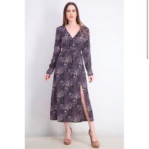 missguided slit dress ( floral, multicolored purple black ) size 4 maxi boho